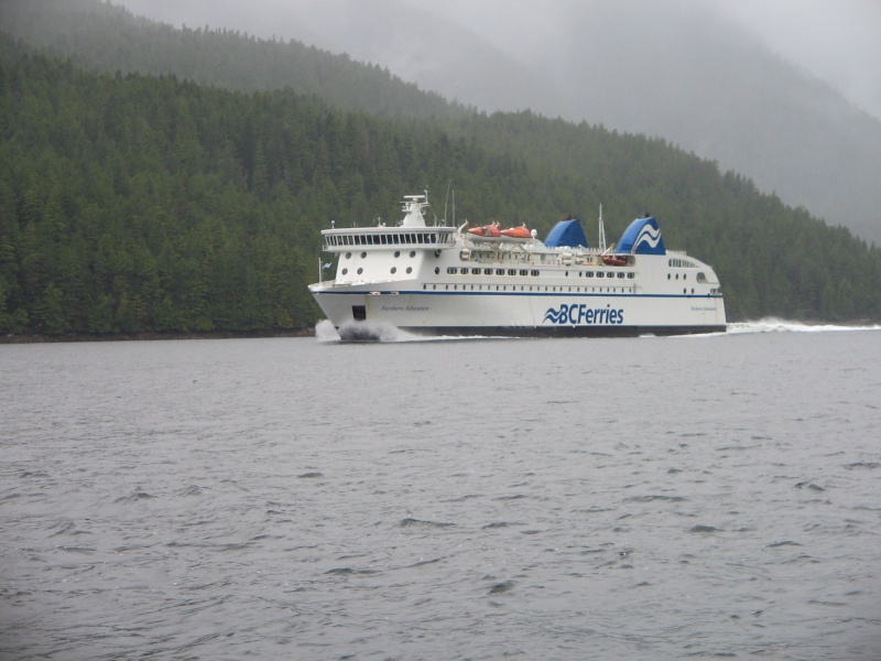 The Canadian ferry "Northern Adventurer", the replacement for the "Queen of the North", (now sunk) operates between Port Hardy and Prince Rupert.