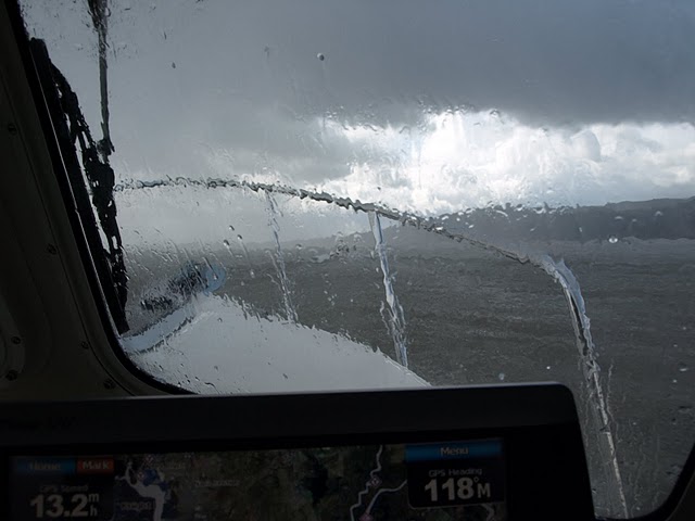 The group heads for Rio Vista in a hailstorm.  We were warm and dry.