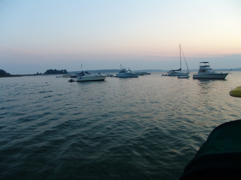 The large boat in the center background had a party until 4:00 am, complete with robotic disco lights.