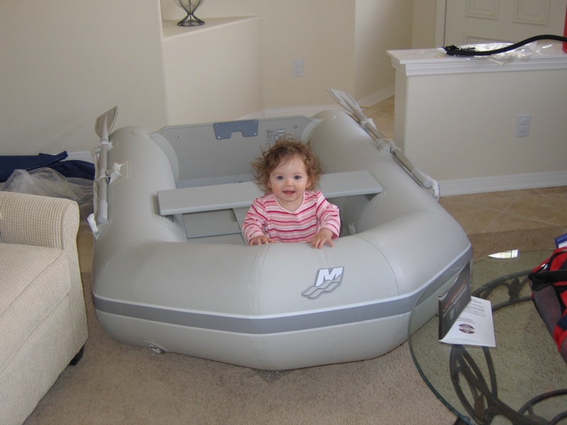The Lil Rascal checks out the new dinghy before our inaugural San Juan Island cruise