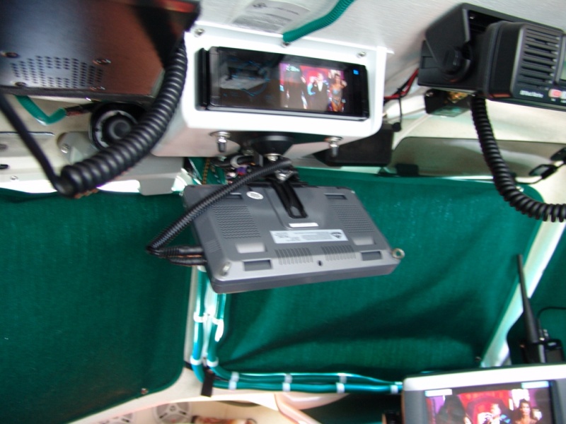 The monitor can also swivel to be viewed from the v-berth.