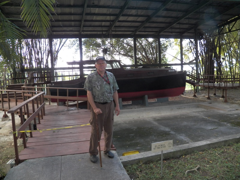The Pilar is in covered "moorage," but the walkway around it is collapsing.