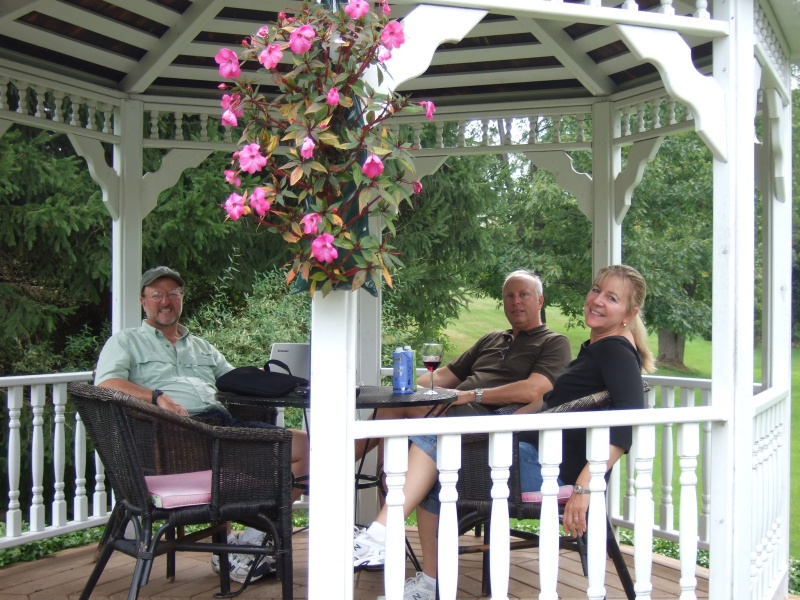 The Rizzos and Smiths having cocktails at the Adams Basin Inn