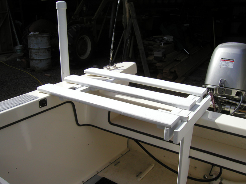 The starboard half of the sun deck in place