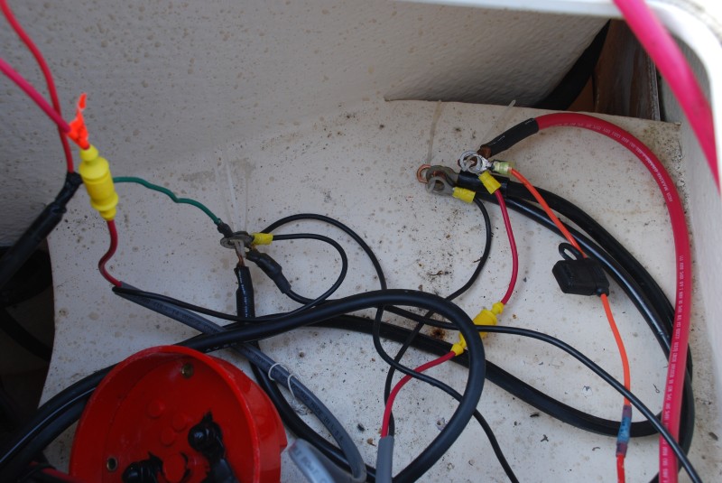 The starboard locker and wiring, minus 2 group 24 batteries