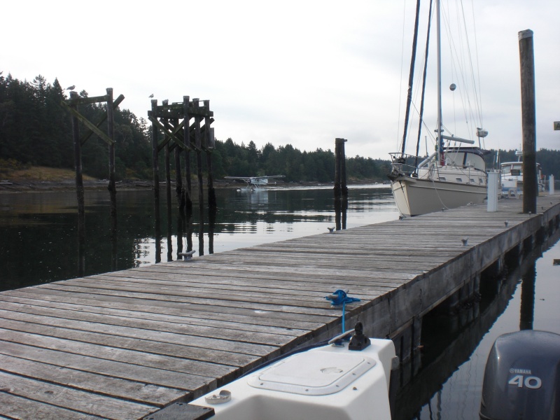 Thetis Island marina.  Float plane arriving.
