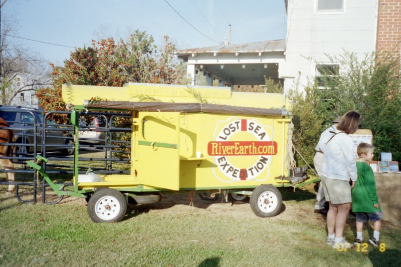 This is Bernie Harberts wagon he uses to take on his tracs across America. He writes books about his trips with his Mule "Woody" and his Pony "Maggie" .His last trip he took "Polly" the mule with him. Christmas Parade 07
