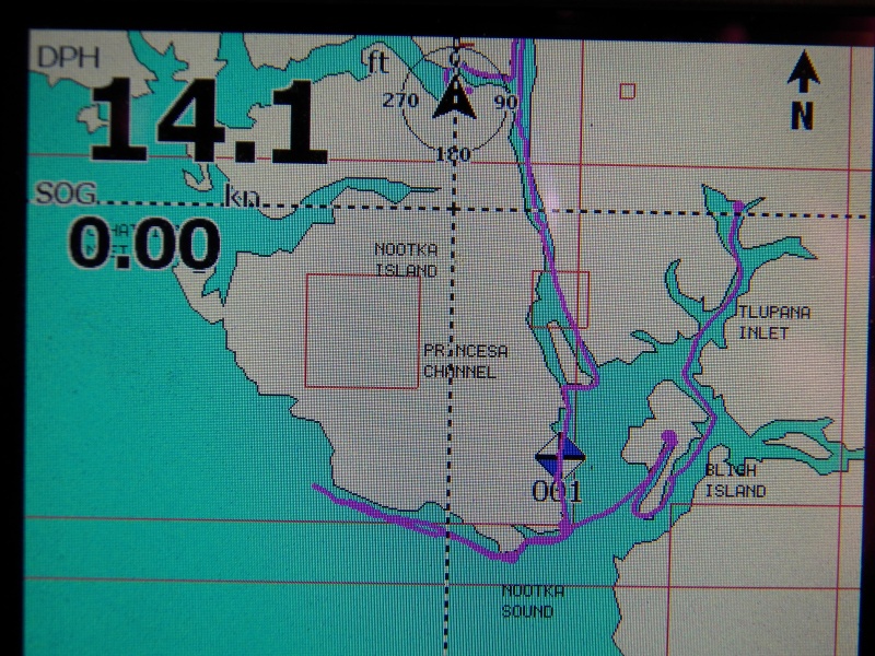 This is my travels so far.  I'm anchored under the arrow (in 14 feet of water).