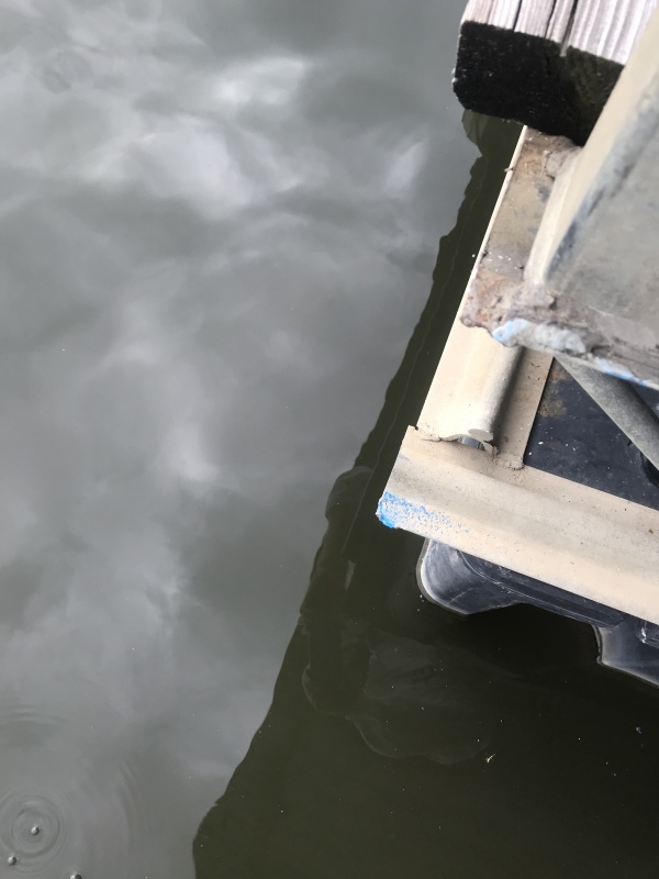 This is what caused the damage to C-Traveler. Angle iron on the bottom of the dock.