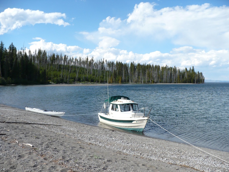 This was the most excellent day on Yellowstone Lake south arm, August 21st 2010. Warm, t-shirts and shorts all day.