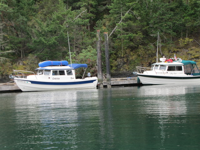 Tied up with CHESTER at park dock, Stuart Island.