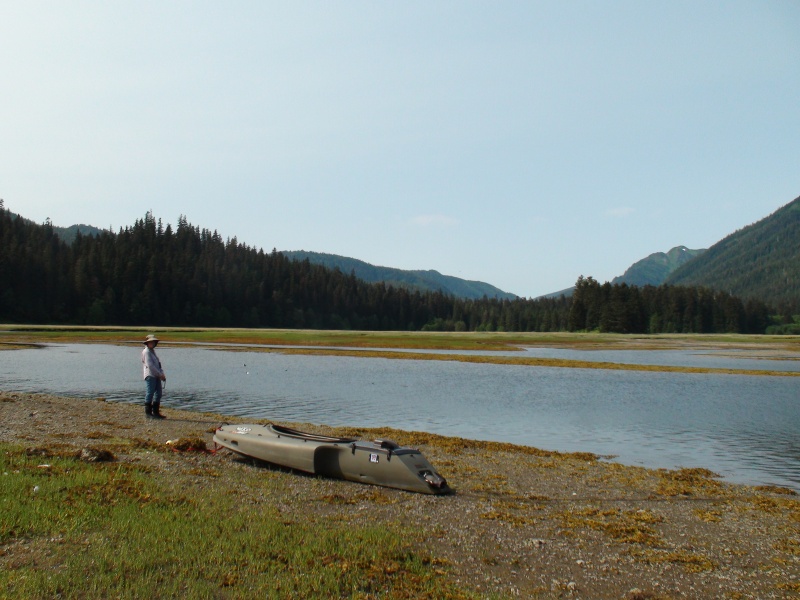 To shore in Mokai for walk in far west Gambier Bay inlet.