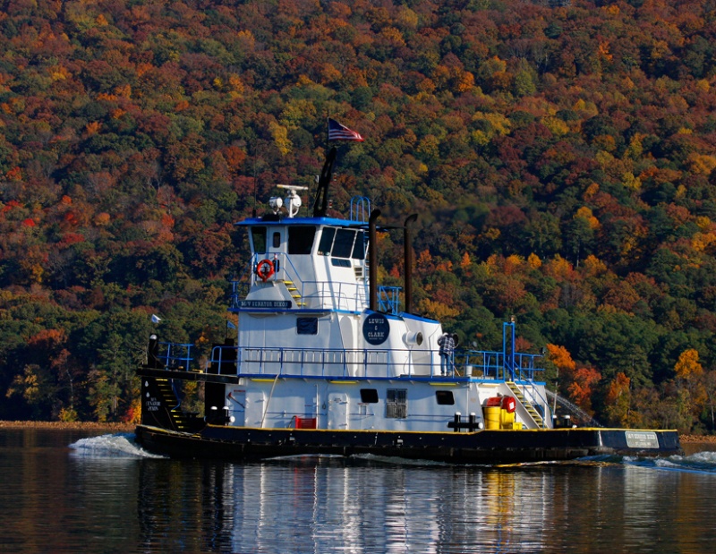 Tug Lewis and Clark traversing the mighty Tennessee on a Fall day.