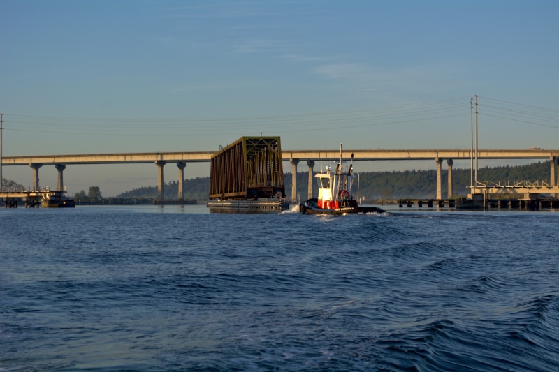 Tugboat heading down the slough