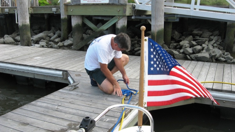 Tying up at Lewes Canal Front Marina