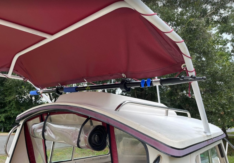 Very convenient boat hook mounting location.