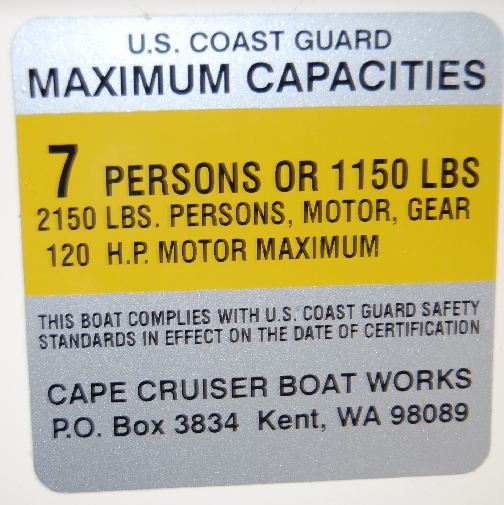 Vessel Capcity Sticker