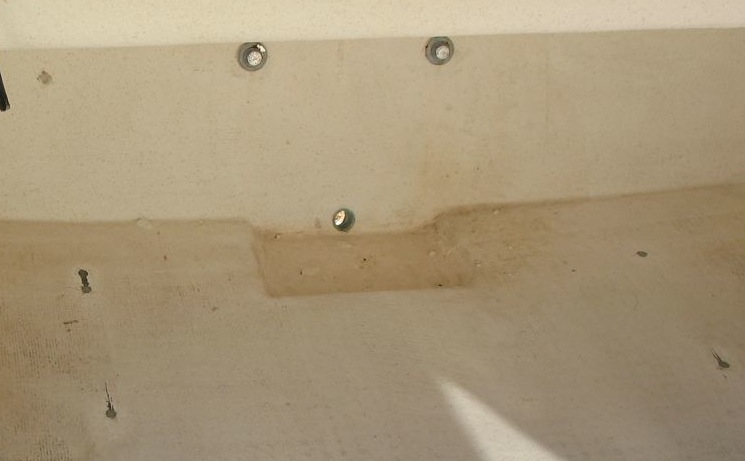 View of original sump at transom.
