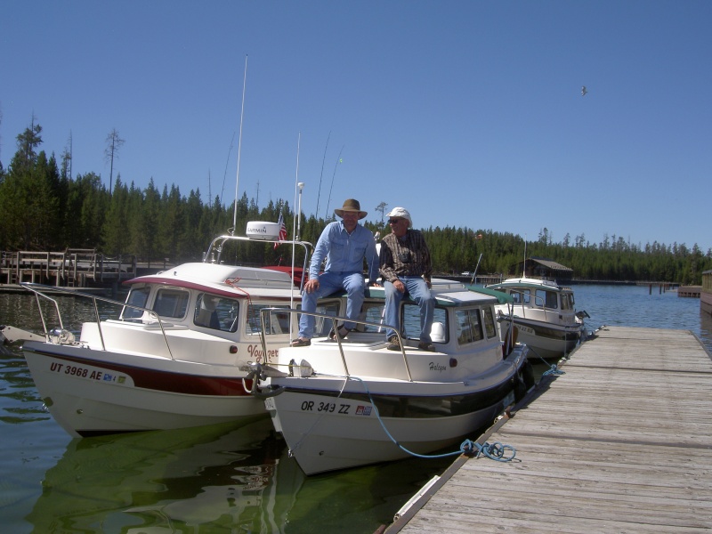 Voyager & Halcyon with Farwest lll in back.  Bill and Jay sitting on cabin roof