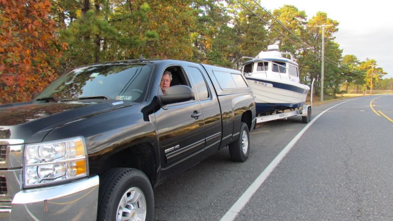 Will-C in tow on the way home from our cruise of the Jersey coast