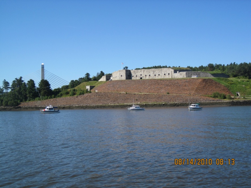 Will-C, Island Trade, and Knot Flying in front of Fort Knox, Bucksport