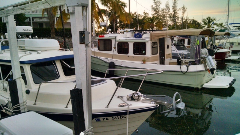 Will-c next to Mike and Jess Rizzo's 27'Ranger tug Illusion and the rear of Kismet Jim and Lisa Favor's Kismet another 27' R.T.